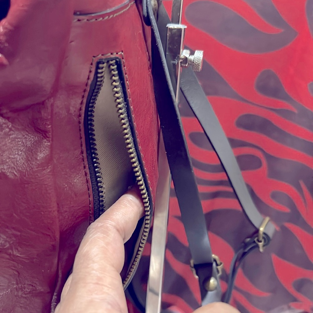 EUC Vintage Chiarugi Italian Red Genuine Leather Backpack Travel Bag You get all - Picture 10 of 17